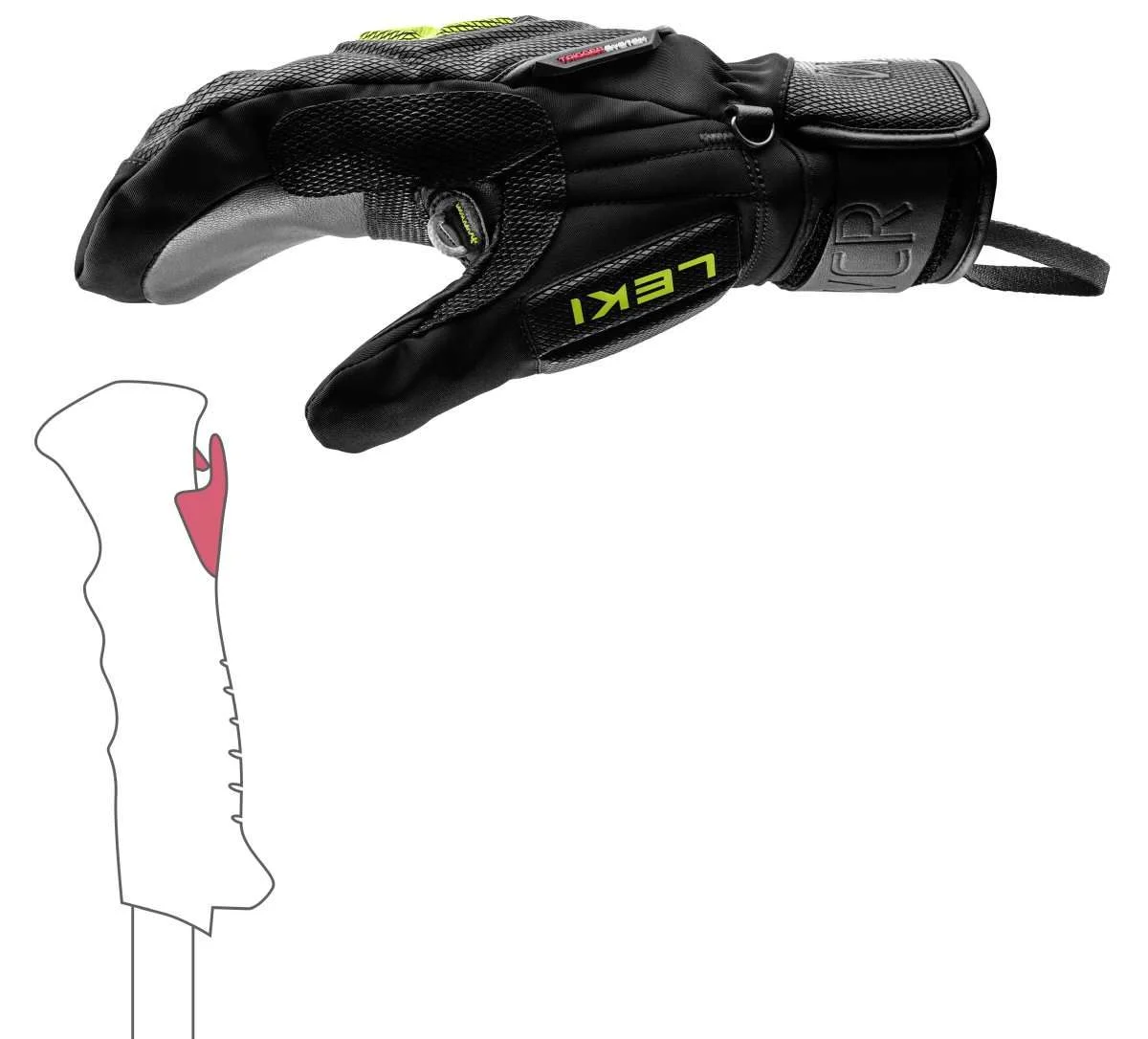 Leki WCR C-Tech 3D Mitt, black-ice lemon síruha (black-ice lemon), 3. nézet