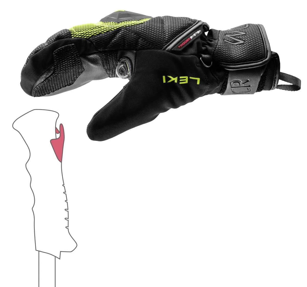 Leki WCR Coach 3D Junior Mitt, black-ice lemon síruha (black-ice lemon), 3. nézet