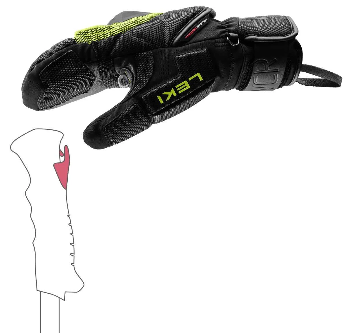 Leki WCR Coach 3D Mitt, black-ice lemon síruha (black-ice lemon), 3. nézet
